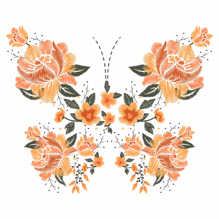 استیکر پارچه و لباس مدل دی تی اف طرح پروانه گل کد H20.40 مجموعه 3 عددی