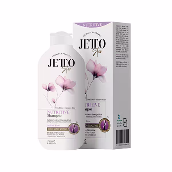 شامپو فری سولفاته تقویت کننده و ترمیم کننده مو 250میل ژتو استار Jetto Star  Free Sulfate Nutritive For Hair Keratin Shampoo 250ml