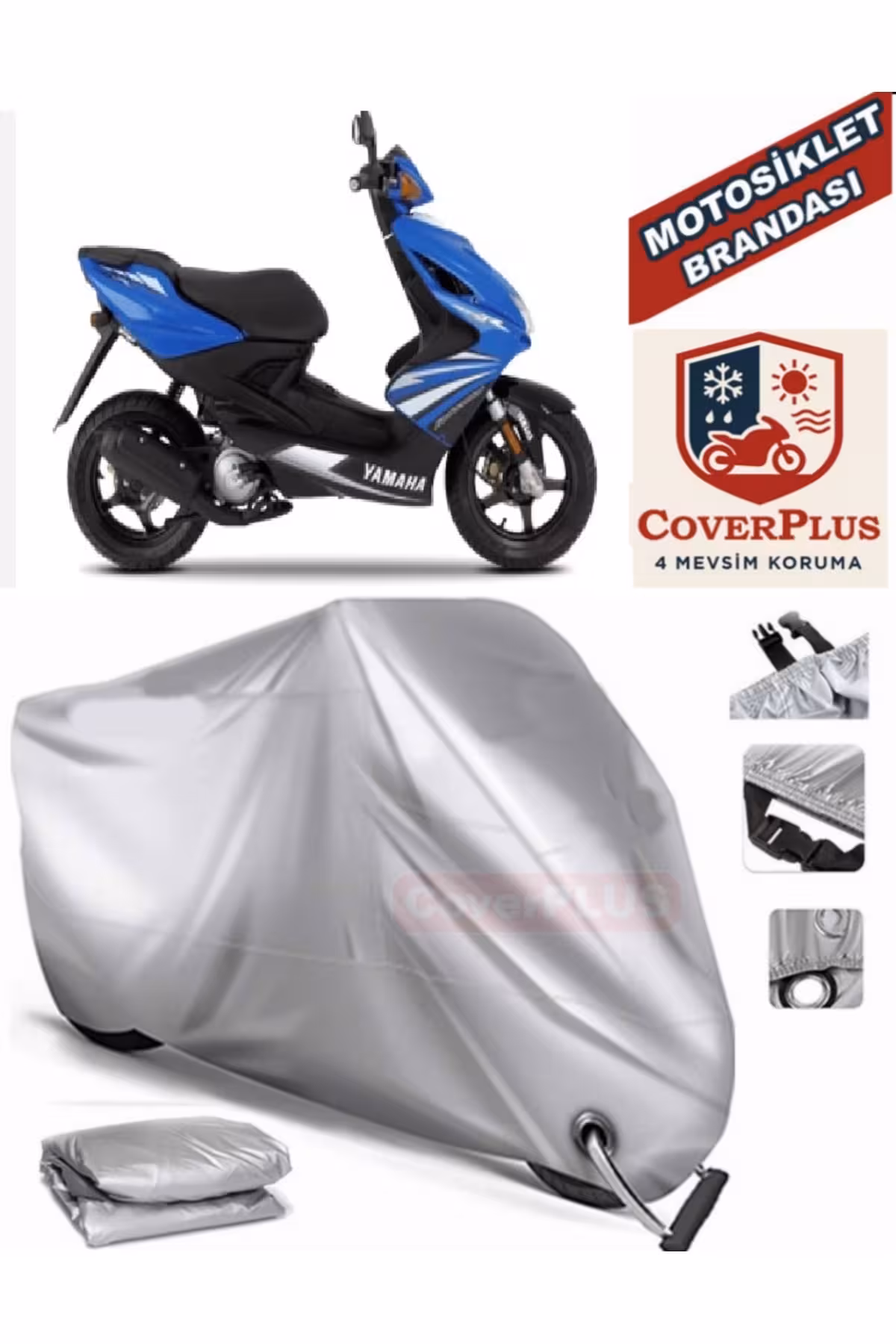 چادر موتورسیکلت خاکستری موتور سیکلت سازگار با قفل برقی یاماها AEROX 100 COVER MOTOEN MotoEn