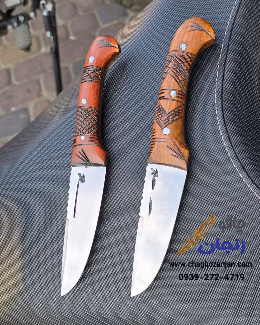 چاقو برش گوشت با دسته طراحی شده خوشدست ساخت زنجان کاملا دستساز