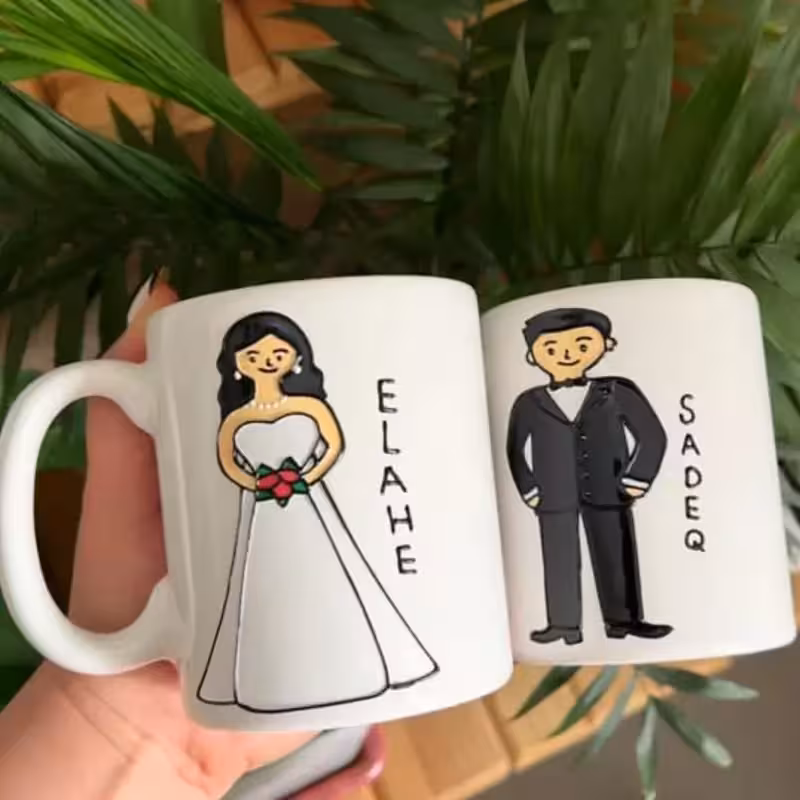 هدیه سالگرد ازدواج خرید ماگ-لیوان   ست قابل امادع سازی به صورت سفارشی