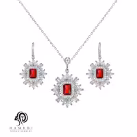 نیم ست نقره زنانه نگین رنگی مجلسی مدل NI R39