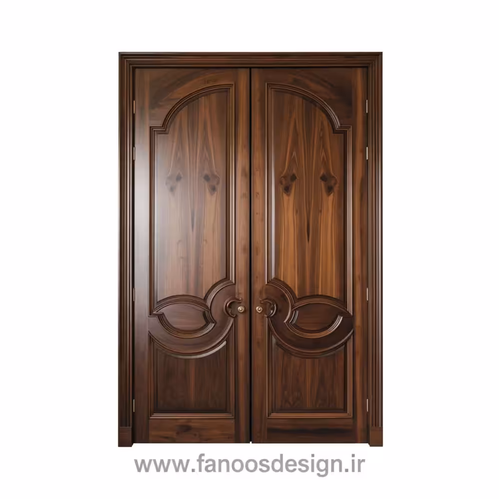 درب چوبی دو لنگه کلاسیک با طراحی برجسته کد 30360