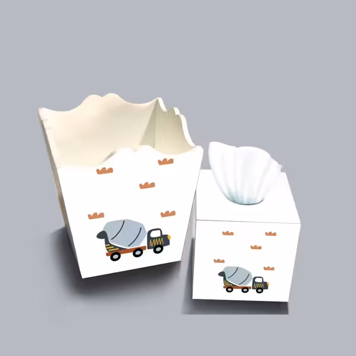 ست سطل و جا دستمال چوبی کودک طرح ساخت و ساز کد A2610