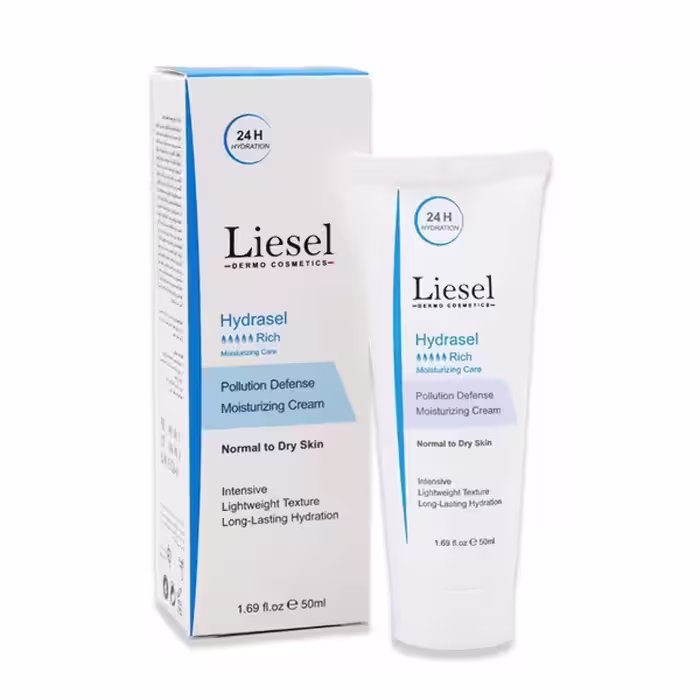 کرم مرطوب کننده و آبرسان لایسل مدل ریچ هیدراسل مناسب پوست خشک 50 میلی لیتر | Liesel Moisturizing Cream Model Hydrasel Rich For Dry Skin 50 Ml