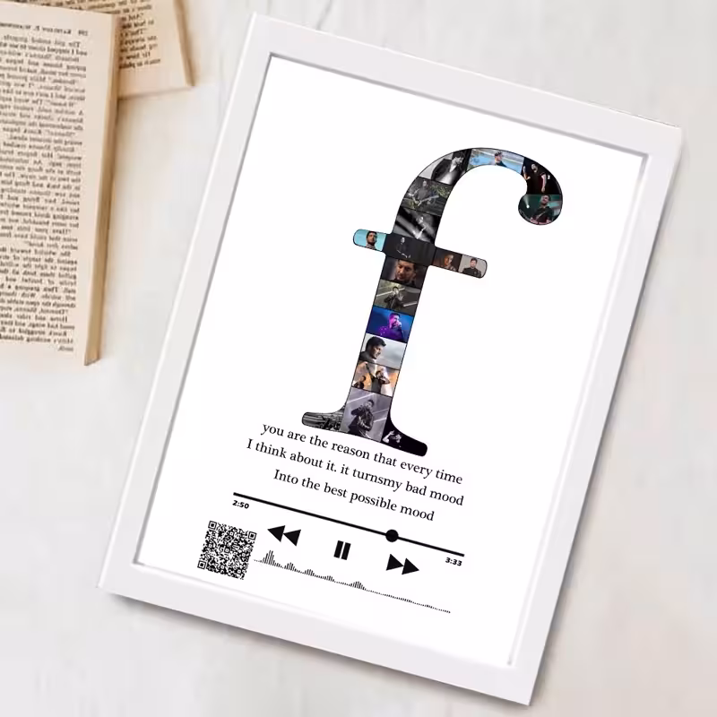 تابلو موزیکال  کلاژ عکس با حروف دلخواه شما  (سایز  20.30)