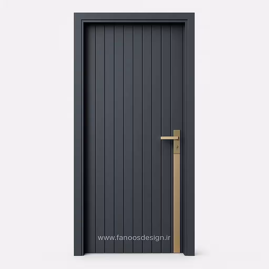 درب اتاقی مدرن طوسی با نوار طلایی مدل شیاردار  کد 30250