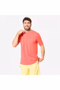 مردانه یقه دوچرخه مردان DOMYOS SLORE SLEEVE TORT T SHIRT صورتی Decathlon