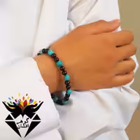 دستبند فیروزه نیشابوری و یاقوت گارنت اصل اسپرت کد D_1379