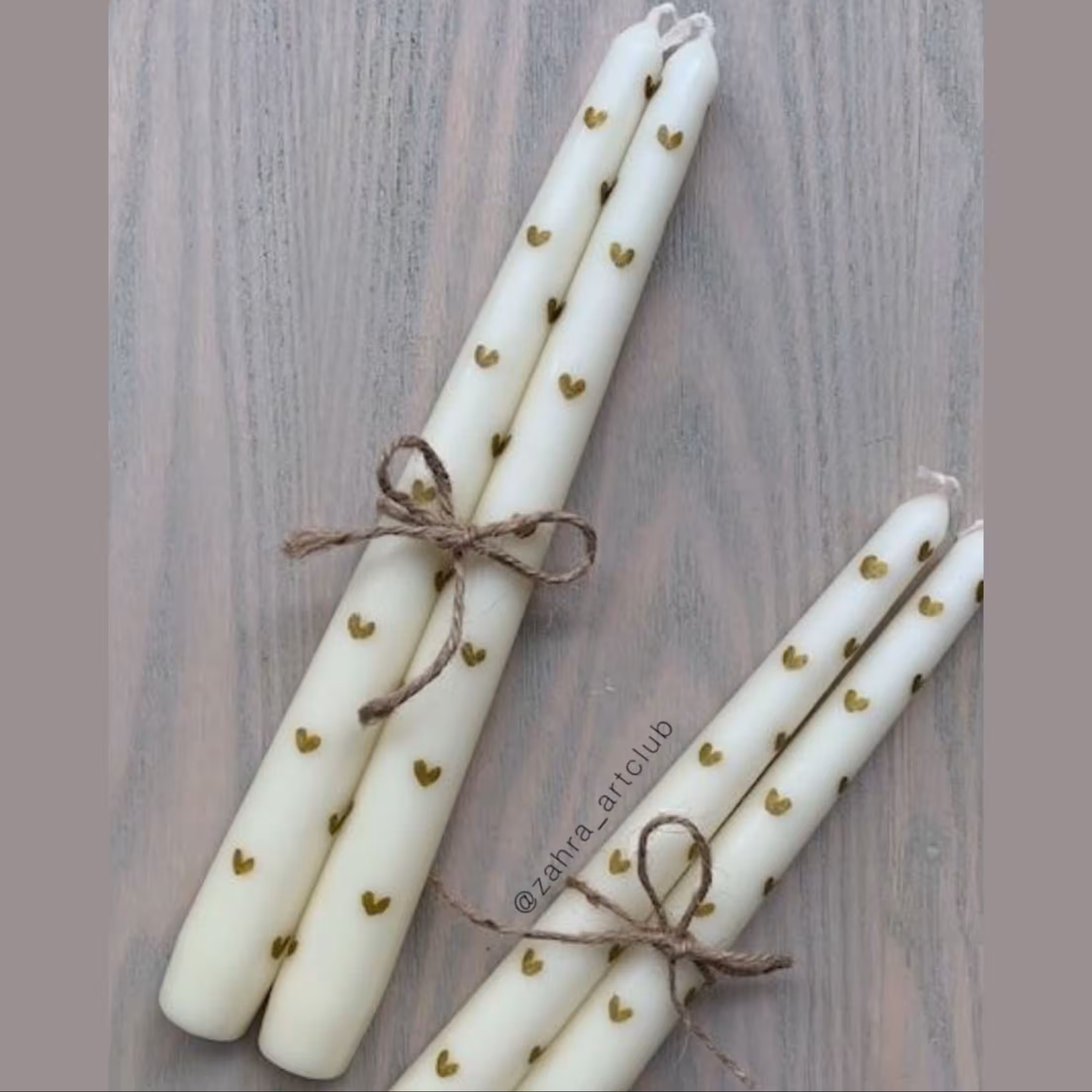 شمع لوله ای مدل قلب طلایی