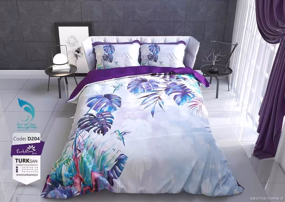 روتختی دو نفره طرح تروپیکال آبی برند ترکسان کد D204