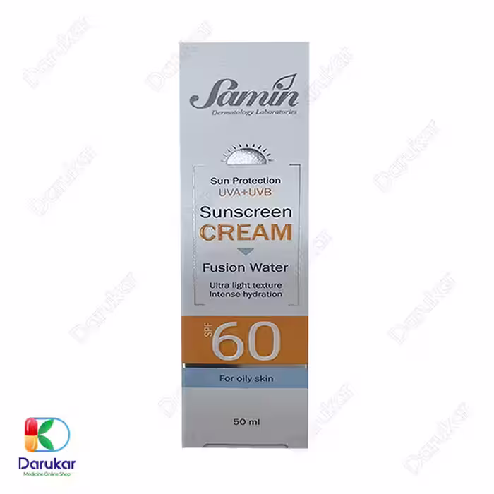 کرم ضدآفتاب فیوژن واتر پوست چرب ثمین 50 میلی لیتر