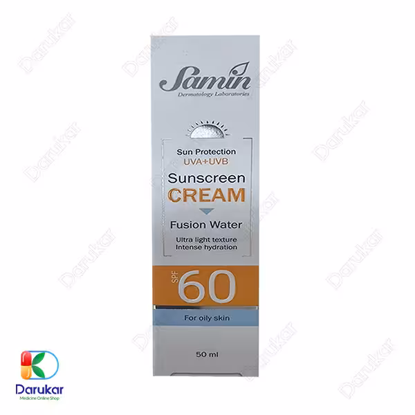 کرم ضدآفتاب فیوژن واتر پوست چرب ثمین 50 میلی لیتر