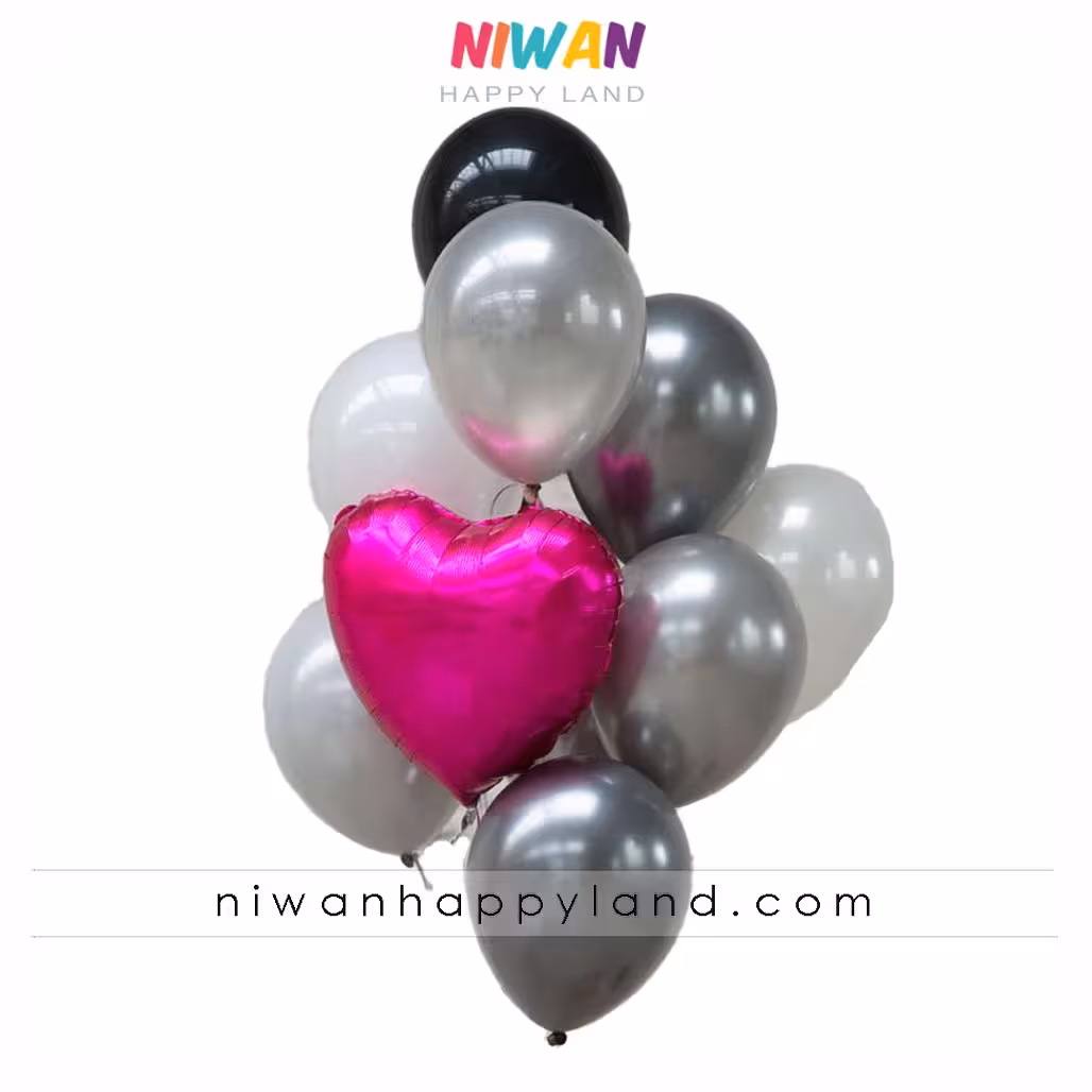 پک بادکنک قلب سرخابی 10عددی