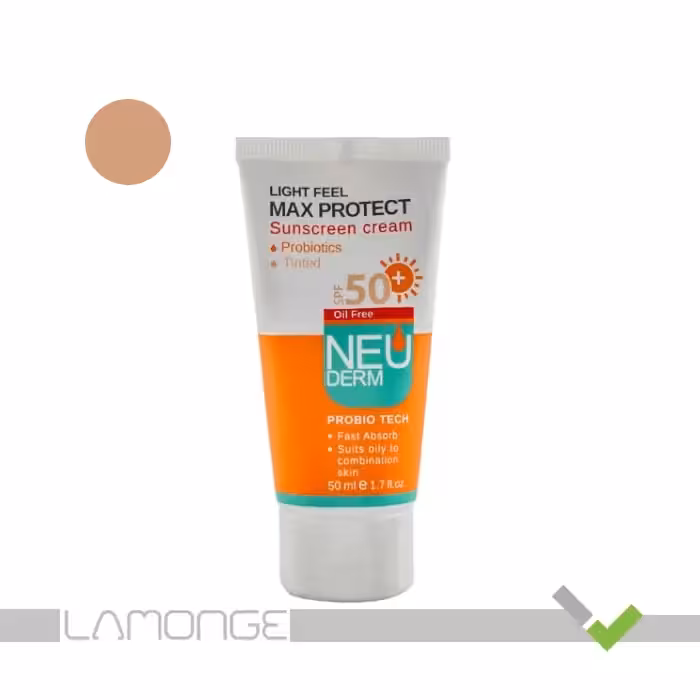 کرم ضد آفتاب SPF50 بژ طبیعی نئودرم مدل Max Protect مناسب پوست چرب 50 میلی لیتر