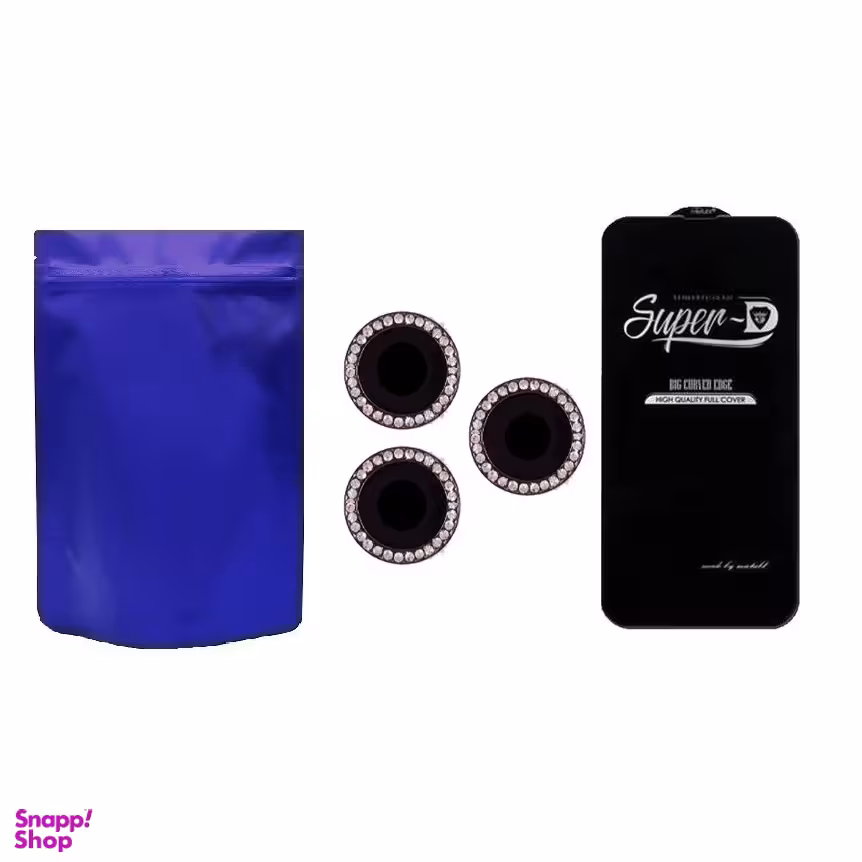 محافظ لنز دوربین مدل نگینی کد MB مناسب اپل iPhone 12 Pro به همراه محافظ صفحه نمایش SuperD