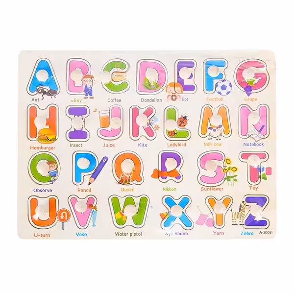 پازل چوبی پین دار حروف الفبای انگلیسی