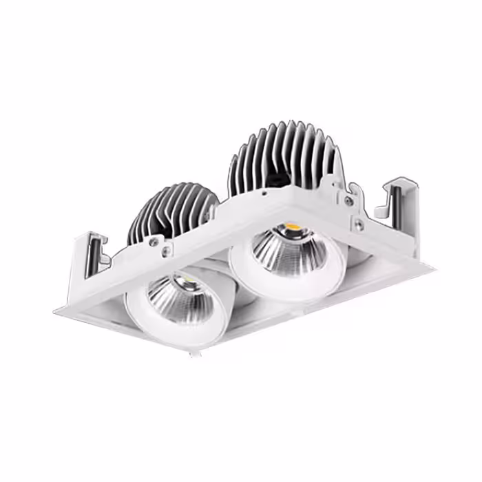 چراغ سقفی توکار گریل دوتایی بدنه سفید 64 وات ای دی سی EDC / آفتابی