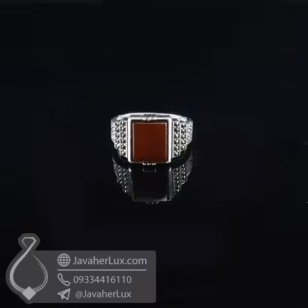 انگشتر نقره اسپرت عقیق قرمز _ کد : 100715