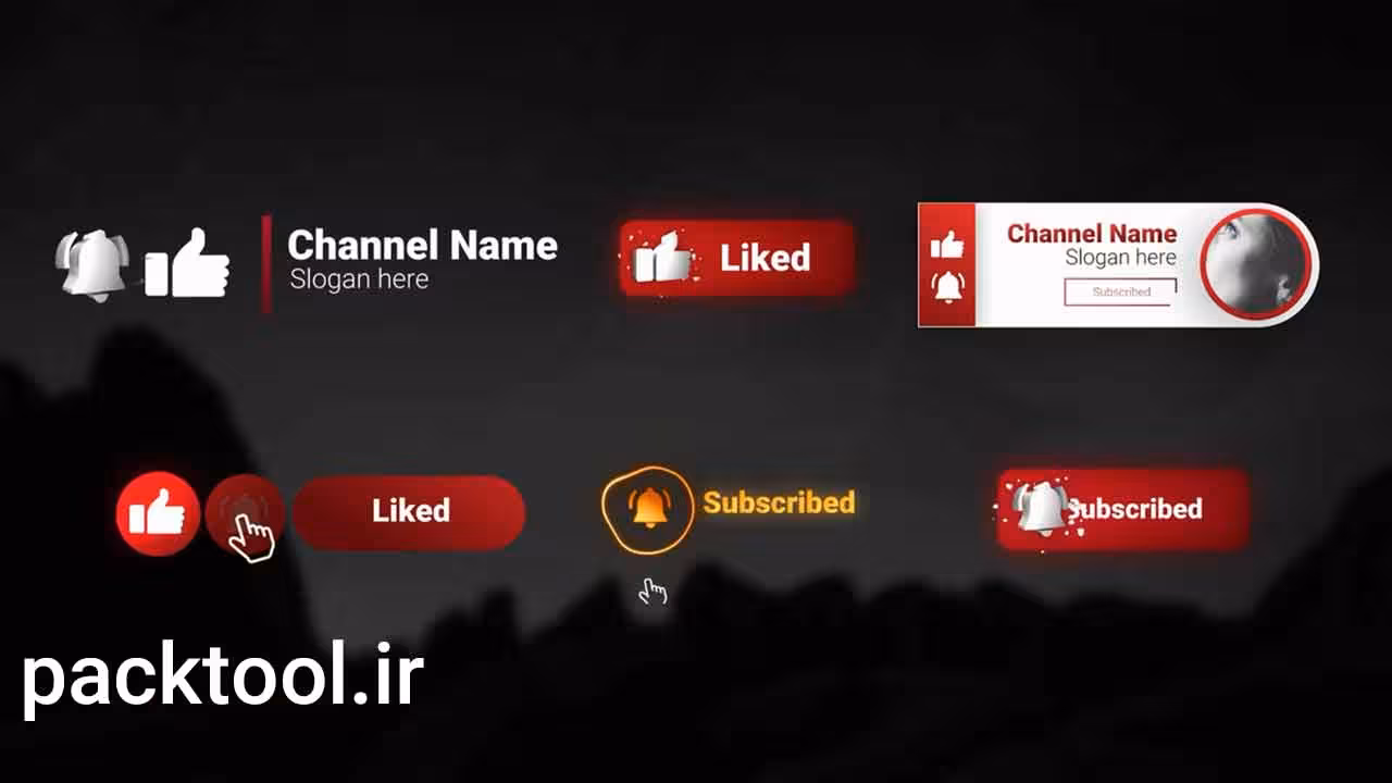 پروژه آماده داوینچی ریزالو المان سابسکرایب طرح جدید یوتیوب Youtube Subscribe Elements V5 - پک تول