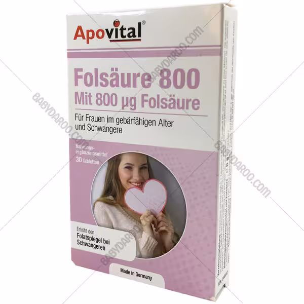 قرص اسید فولیک 800 آپوویتال 30 عدد