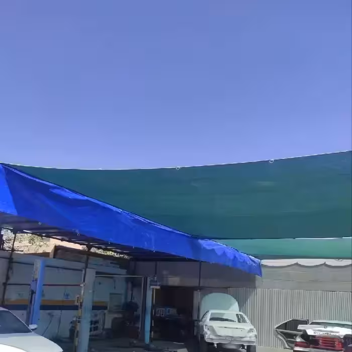 شید سایبان 80درصد 7 در 10 متر دوردوزی شده همراه با حلقه نصب