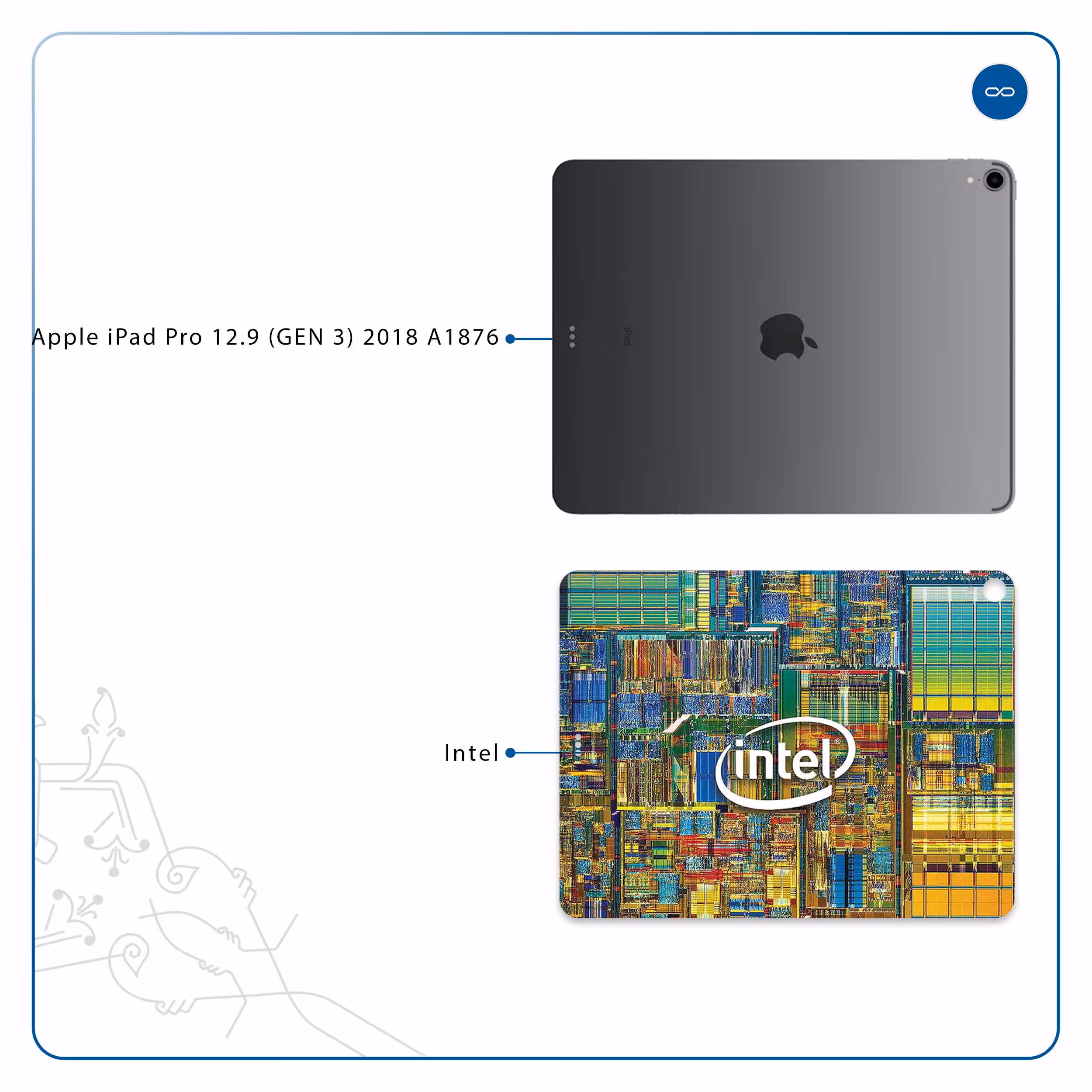 برچسب پوششی ماهوت مدل Intel Brand مناسب برای تبلت اپل iPad Pro 129 (GEN 3) 2018 A1876