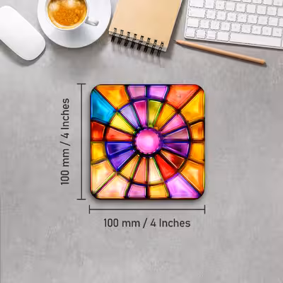 زیر لیوانی لوکسینو مدل شیشه های رنگی مجموعه 6 عددی