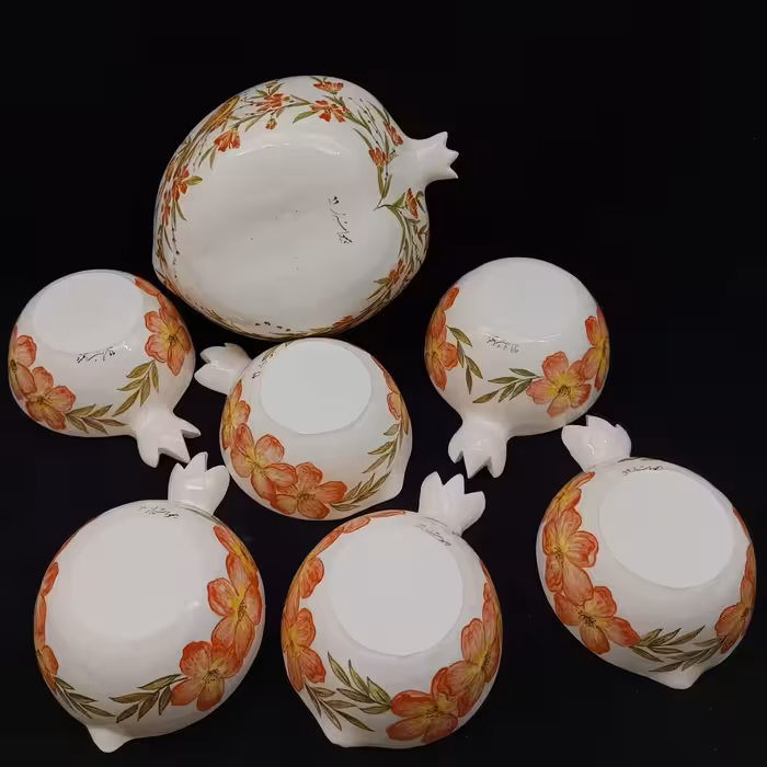 ست 7 تکه آجیل خوری سرامیکی هیوا طرح نارگل مدل شقایق کد 11311959