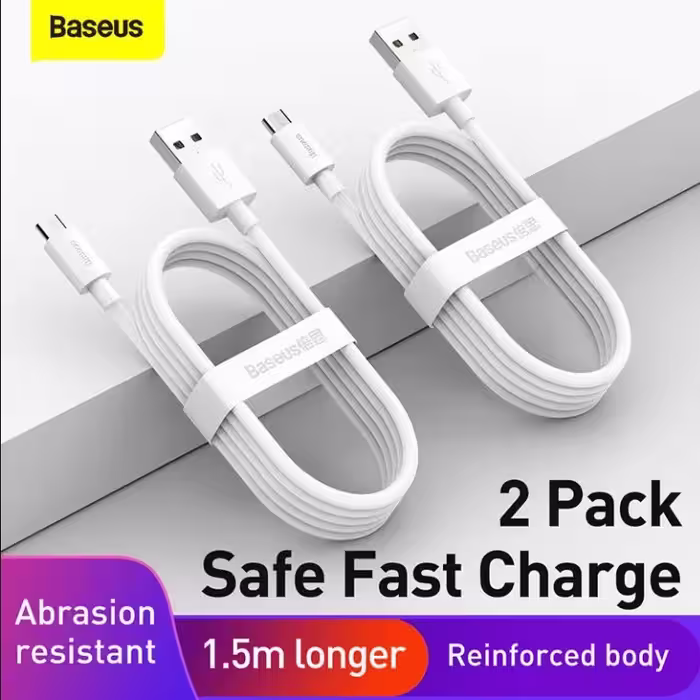کابل تبدیل USB به USB-C باسئوس مدل Simple Wisdom 40W طول 1.5 متر بسته 2 عددی