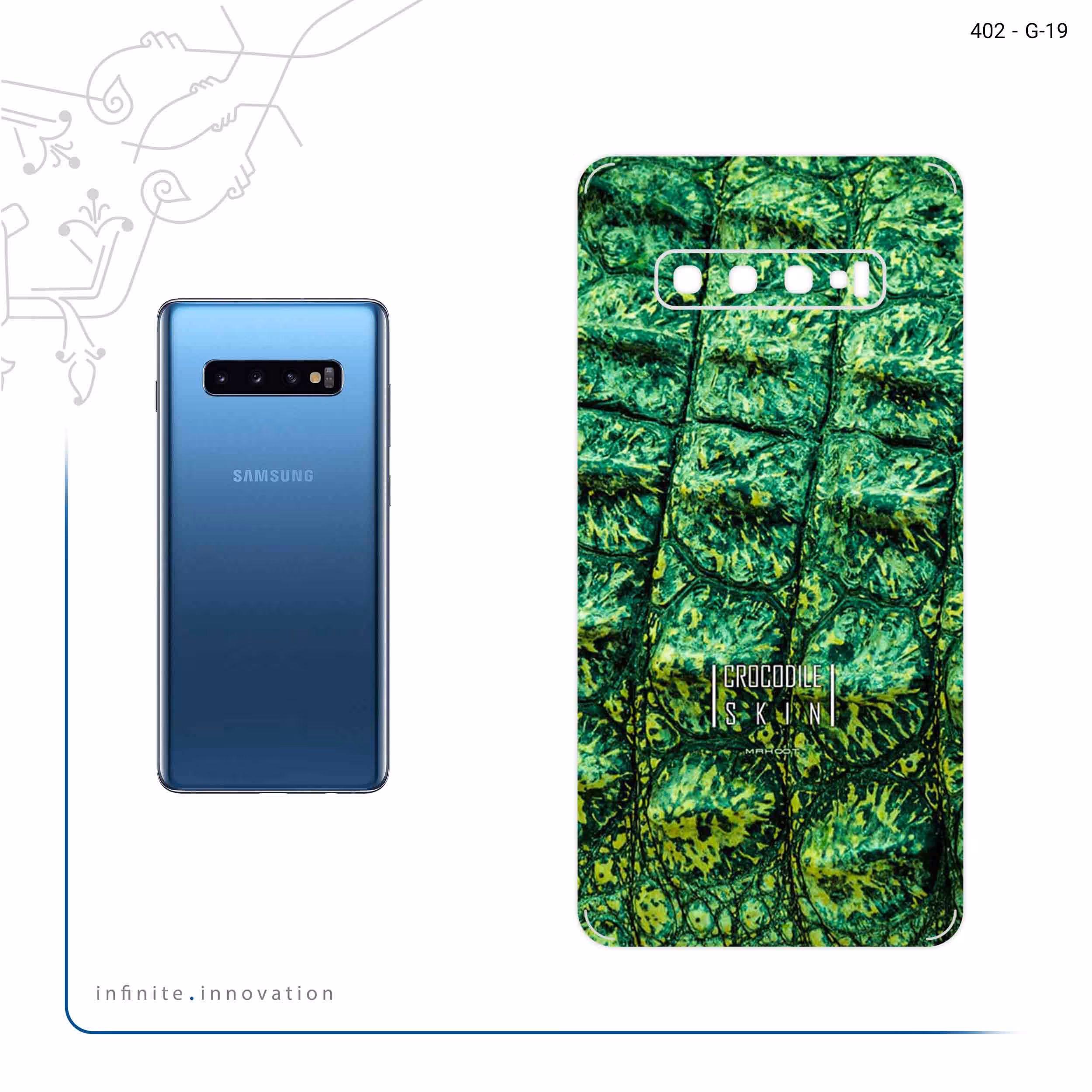 برچسب پوششی ماهوت مدل Crocodile Skin مناسب برای گوشی موبایل سامسونگ Galaxy S10 Plus
