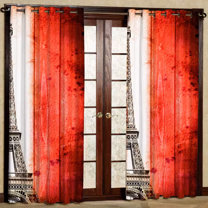 پرده مدل برج ایفل مخمل پانچی کد 359 سایز 140x280 سانتی متر