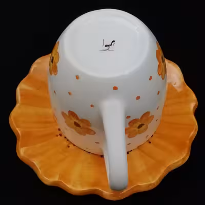  ست فنجان و نعلبکی سرامیکی هیوا طرح آفتاب گردان کمر باریک کد 10882035