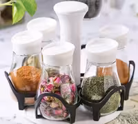 ست جا ادویه شیشه ای پایه گردان تاپکو 6 عددی