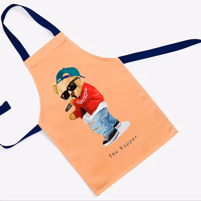 پیشبند تدی مخمل چاپ دیجیتال قابل شستشو و رنگ ثابت دارای آستر ضدآب کد26