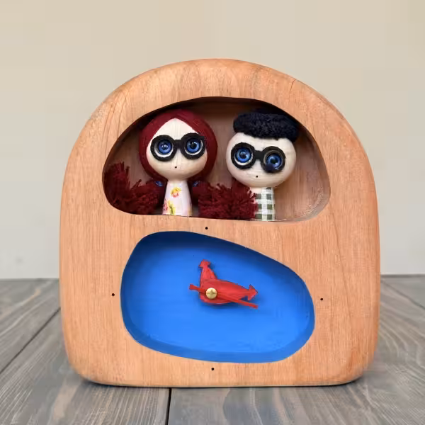 ساعت رومیزی آدمک دو مجسمه طرح یک