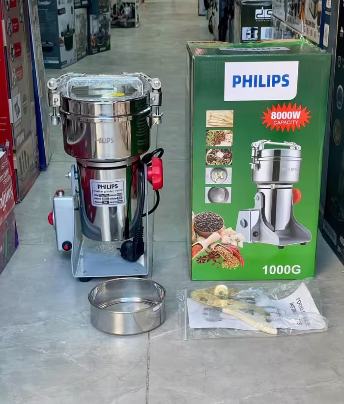 آسیاب گهواره ای فیلیپس با ظرفیت 1000 گرم، توان 8000 وات و تیغه طلایی