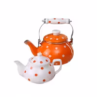 کتری قوری لعابی خال دار 2.1 لیتری آبی کاربنی