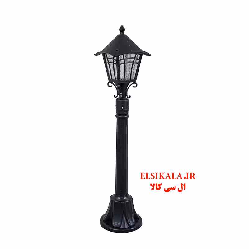 چراغ حیاطی سرلوله مشکی با پایه مدل کاترین