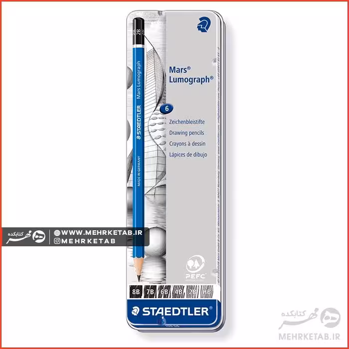 مداد طراحی استدلر ست 6 تایی Staedtler Lumograph Graphite 100G6