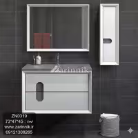 آینه و روشویی سرامیکی مدرن رنگ طوسی زرین نیک کد ZN0319