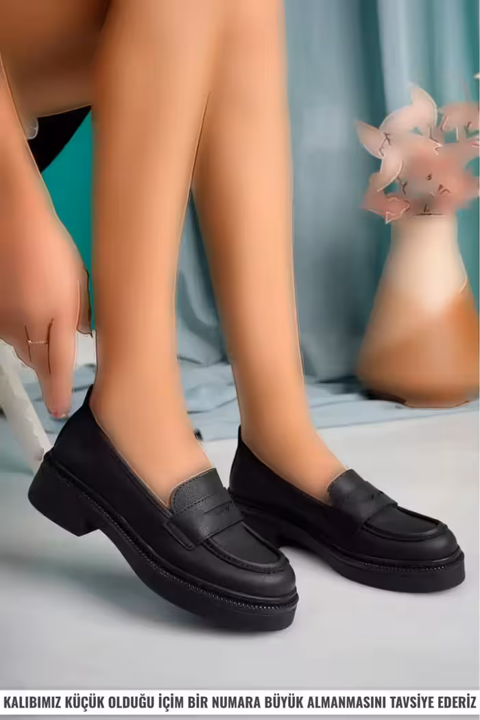 کفش لوفر پوست مشکی – 1257