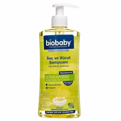 شامپو بدون سولفات و پارابن سر و بدن بچه biobaby حجم 500 میلی لیتر
