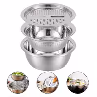  ست لگن و آبکش و رنده استیل ضد زنگ(آهنربا نگیر)