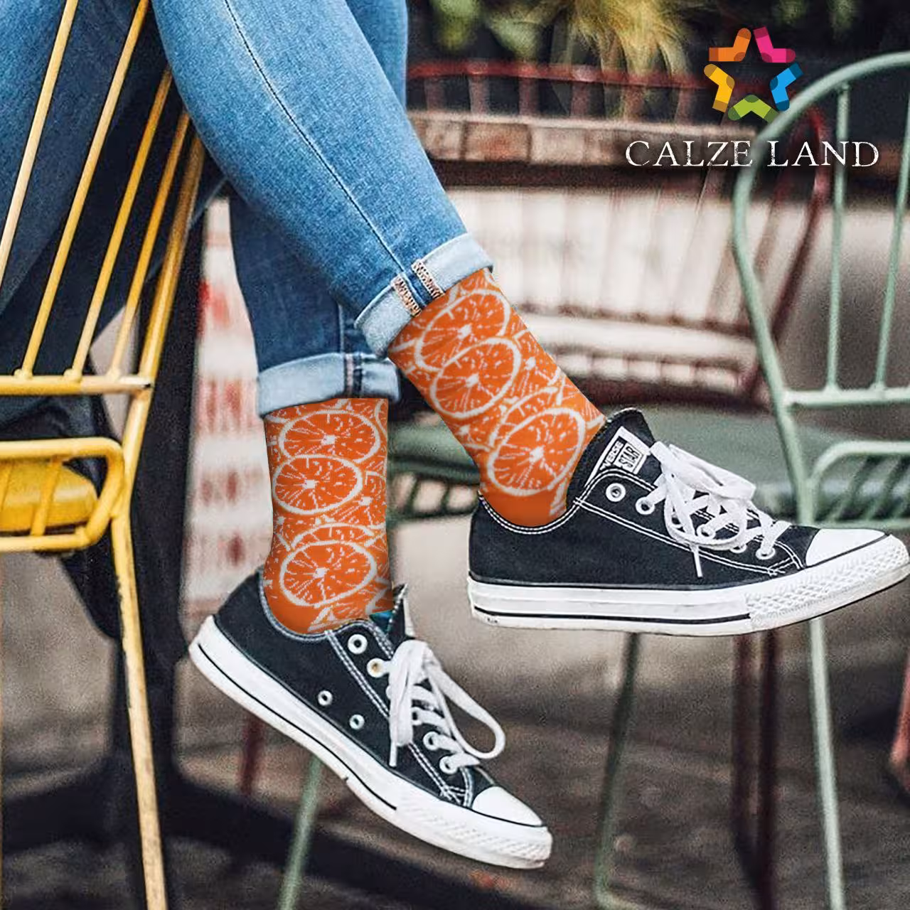 جوراب ساقدار روپاپا طرح پرتقال