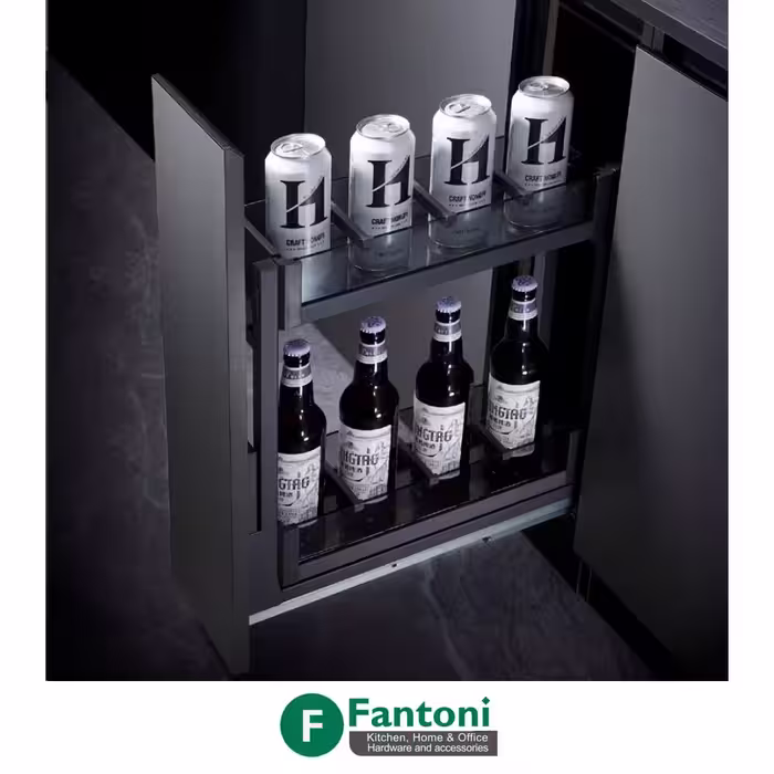 سوپر جا بطری زیر صفحه استیل و شیشه دو طبقه ریل از کف فانتونی F241 تا F343