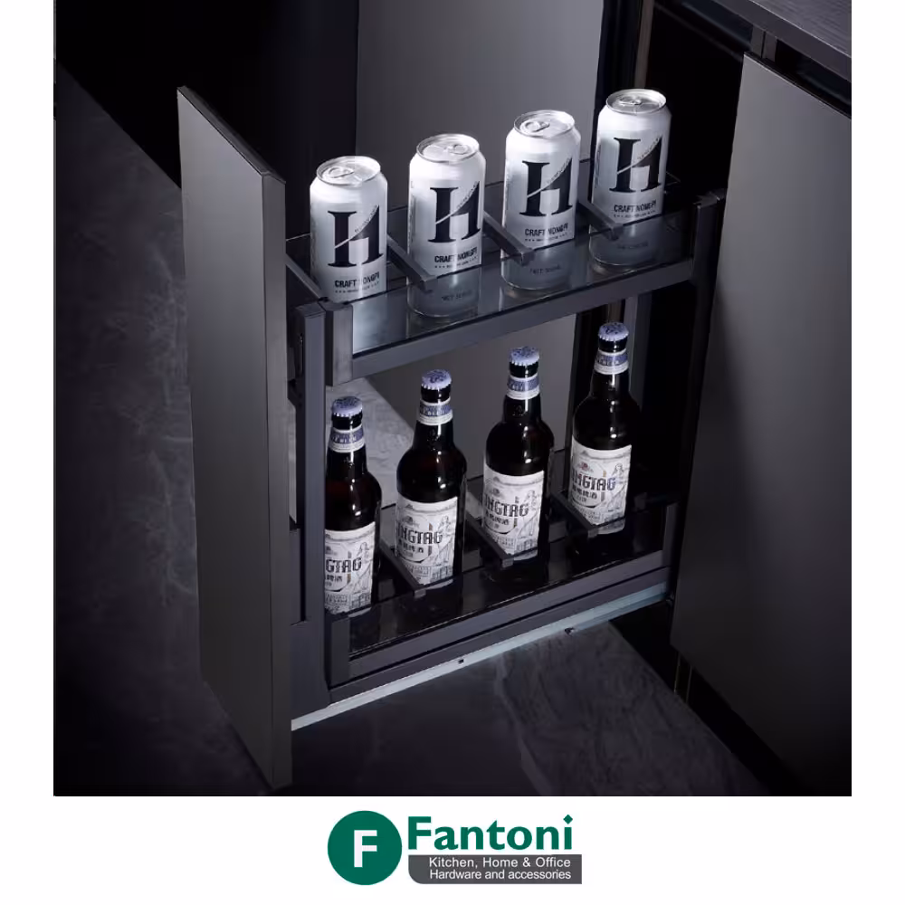 سوپر جا بطری زیر صفحه استیل و شیشه دو طبقه ریل از کف فانتونی F241 تا F343