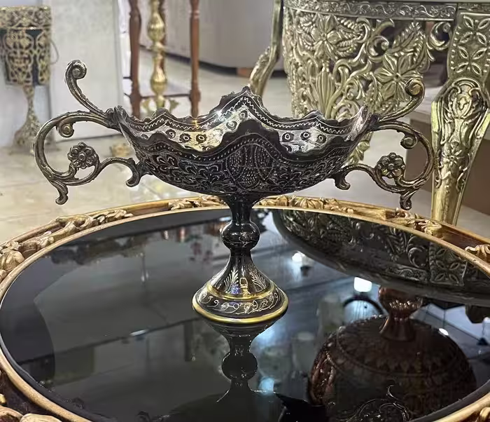 کشکول برنجی سیاه قلم فول کار دست