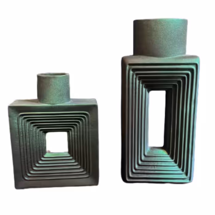 گلدان دکوری مدل چهارضلعی H40211_2 مجموعه دو عددی