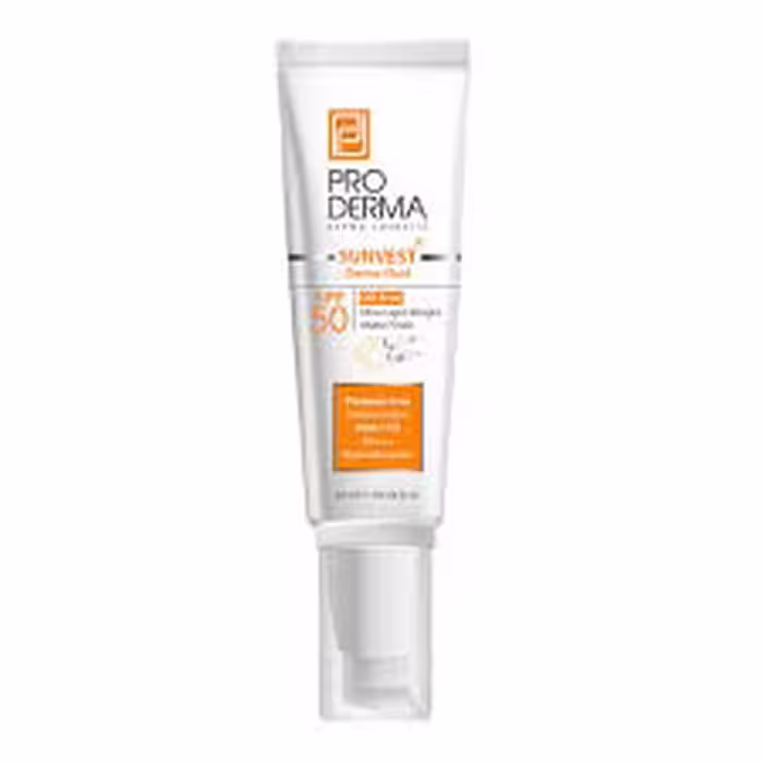 ضدآفتاب فلوئیدی بدون رنگ spf50 پرودرما مناسب پوست چرب